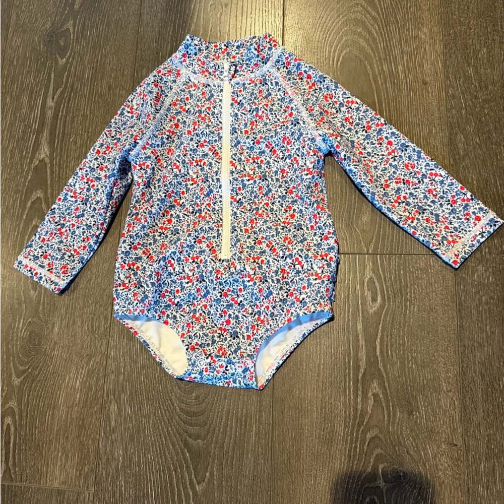 Janie and Jack Long-Sleeve Floral One-Piece Baby Girl Swimsuit